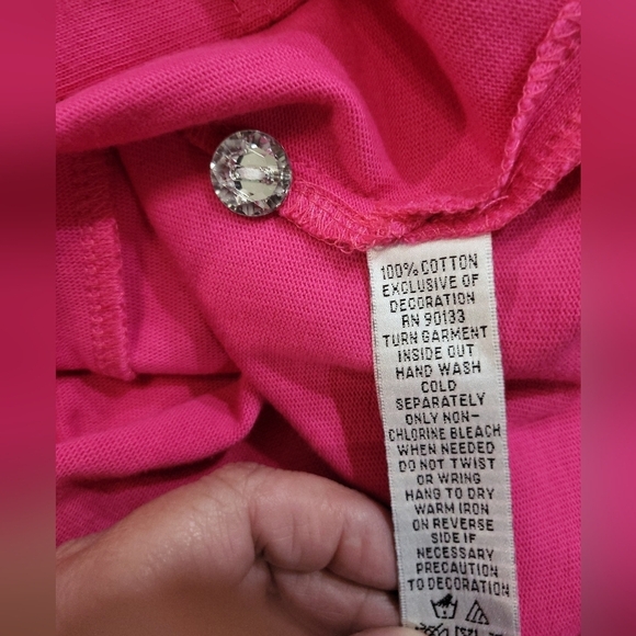 Quacker Factory Hot Pink Cardigan with Crystals and Studs Size Medium NWT - Picture 5 of 6